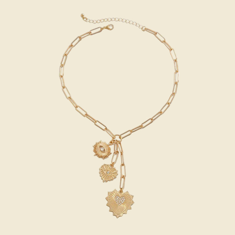 Multi Charm Heart Necklace