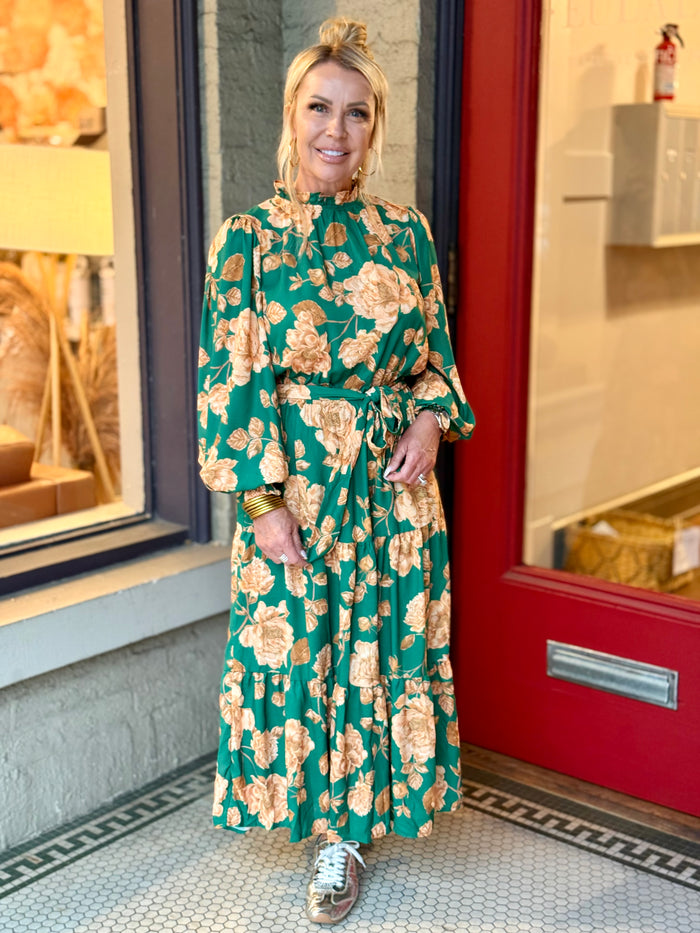 Floral Print Tiered Maxi Dress