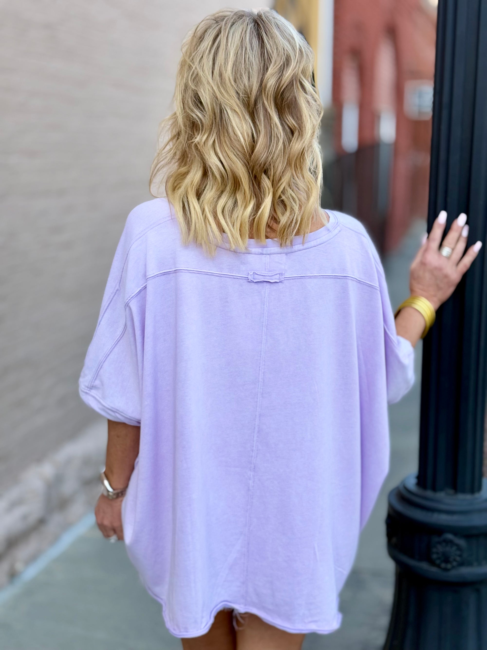 Oversized High Low Star Top | Lavender