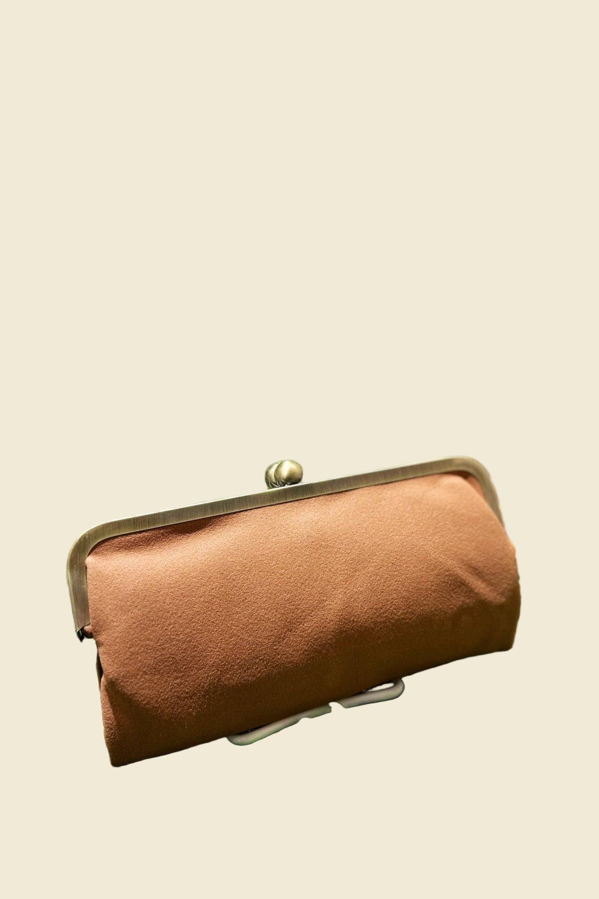 Faux Suede Clutch | Tan