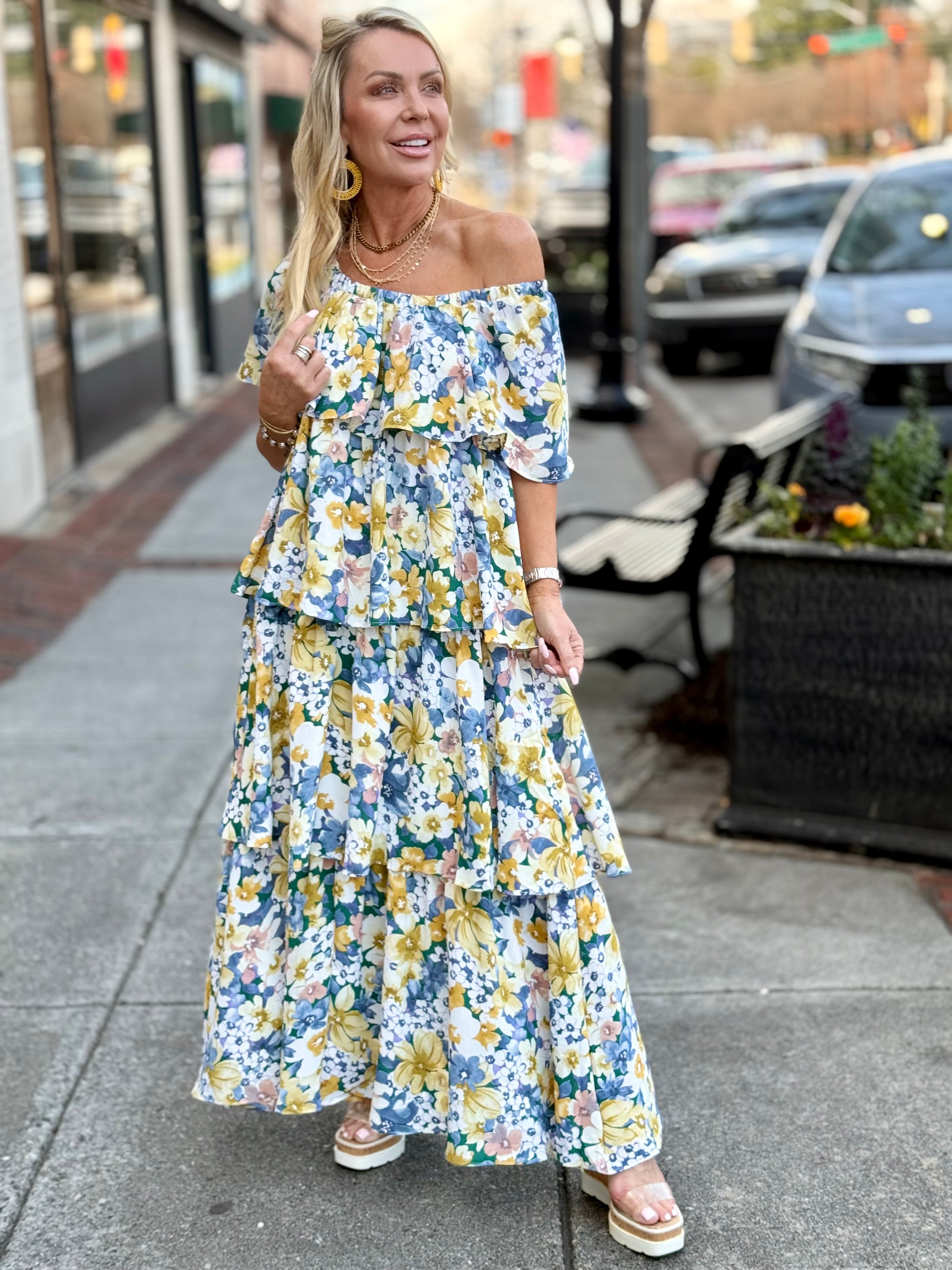 Floral Tiered Ruffle Maxi Dress