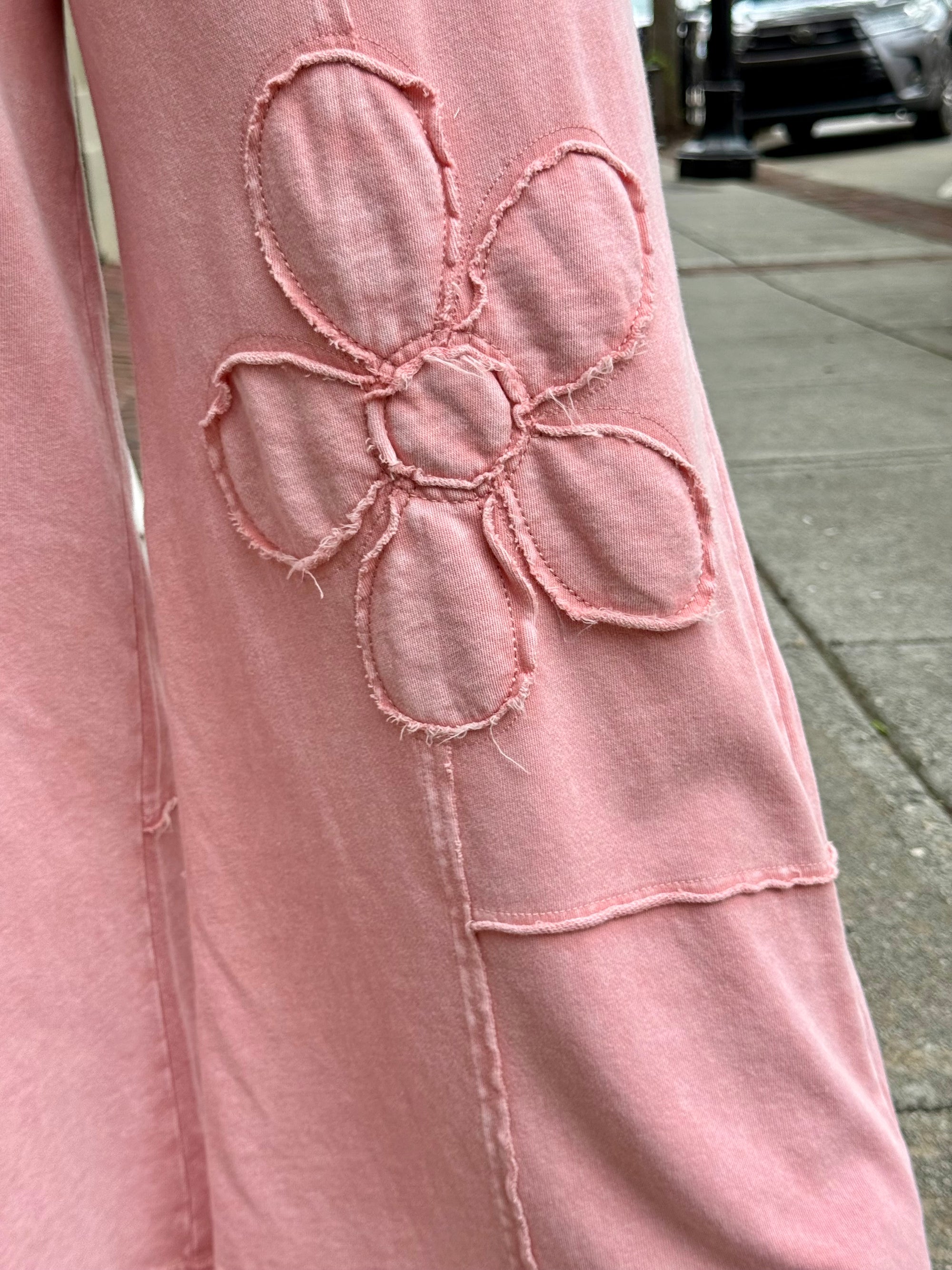 Cropped Flower Patch Wide Leg Pants | Rose
