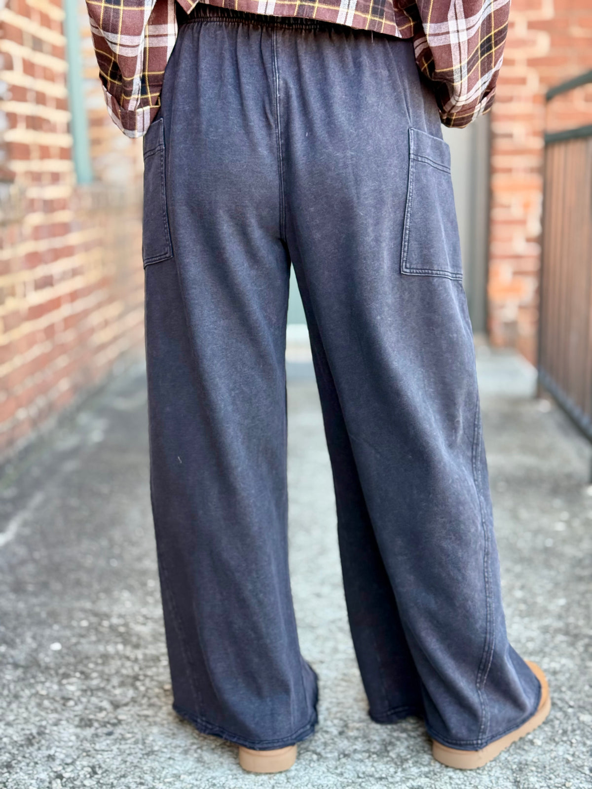 Side Pocket Wide Leg Pants | Black