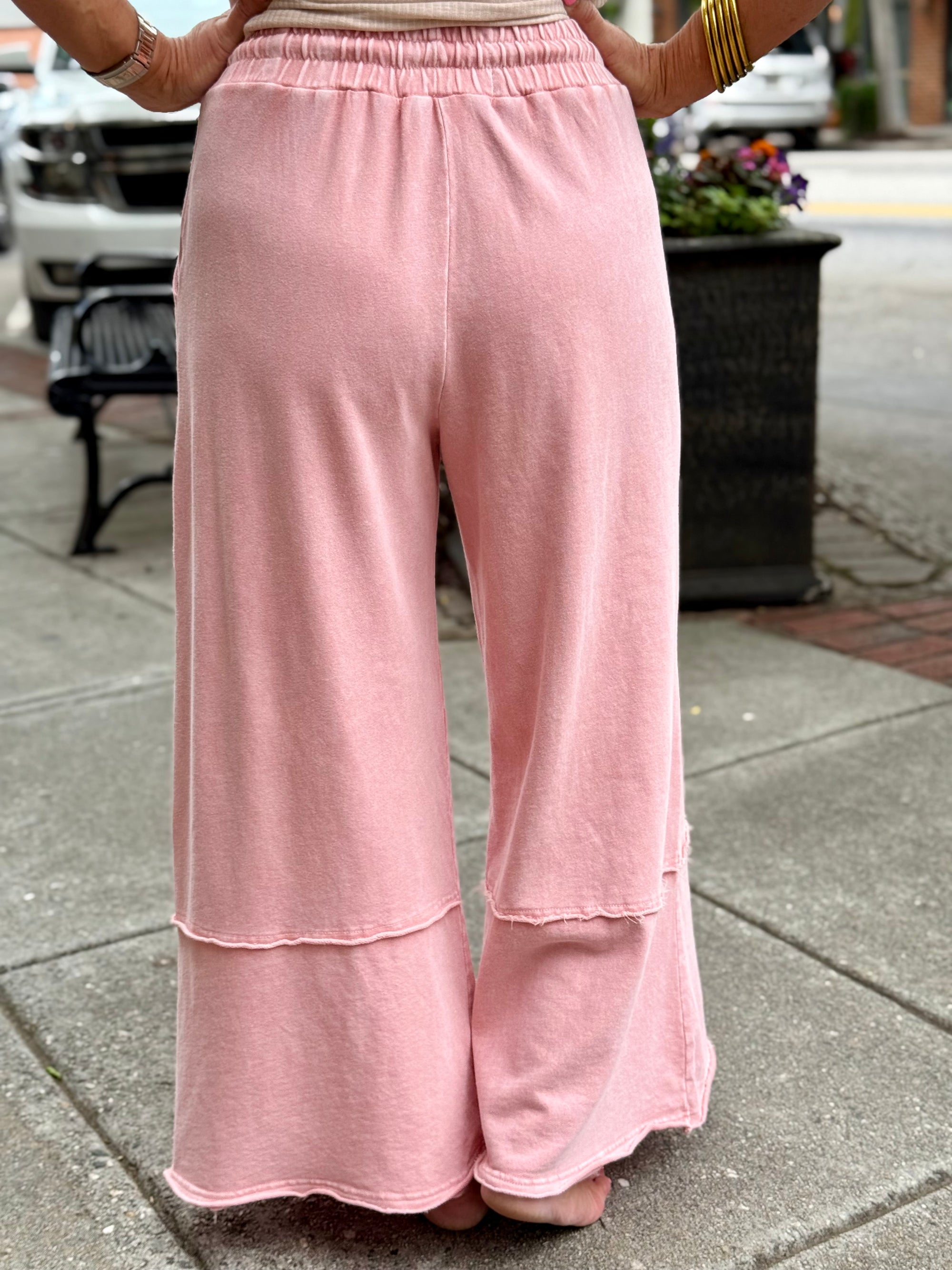 Cropped Flower Patch Wide Leg Pants | Rose