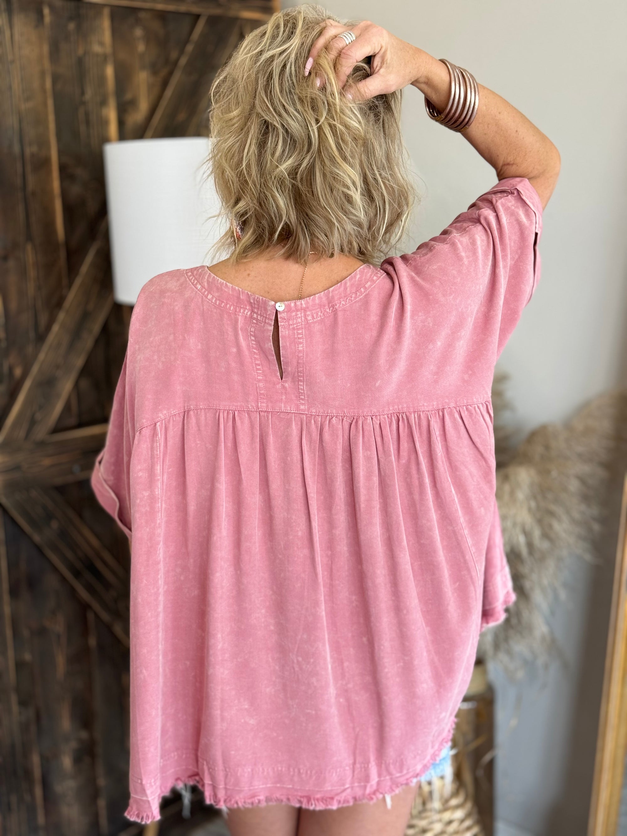 Mineral Washed Oversized Tunic Top