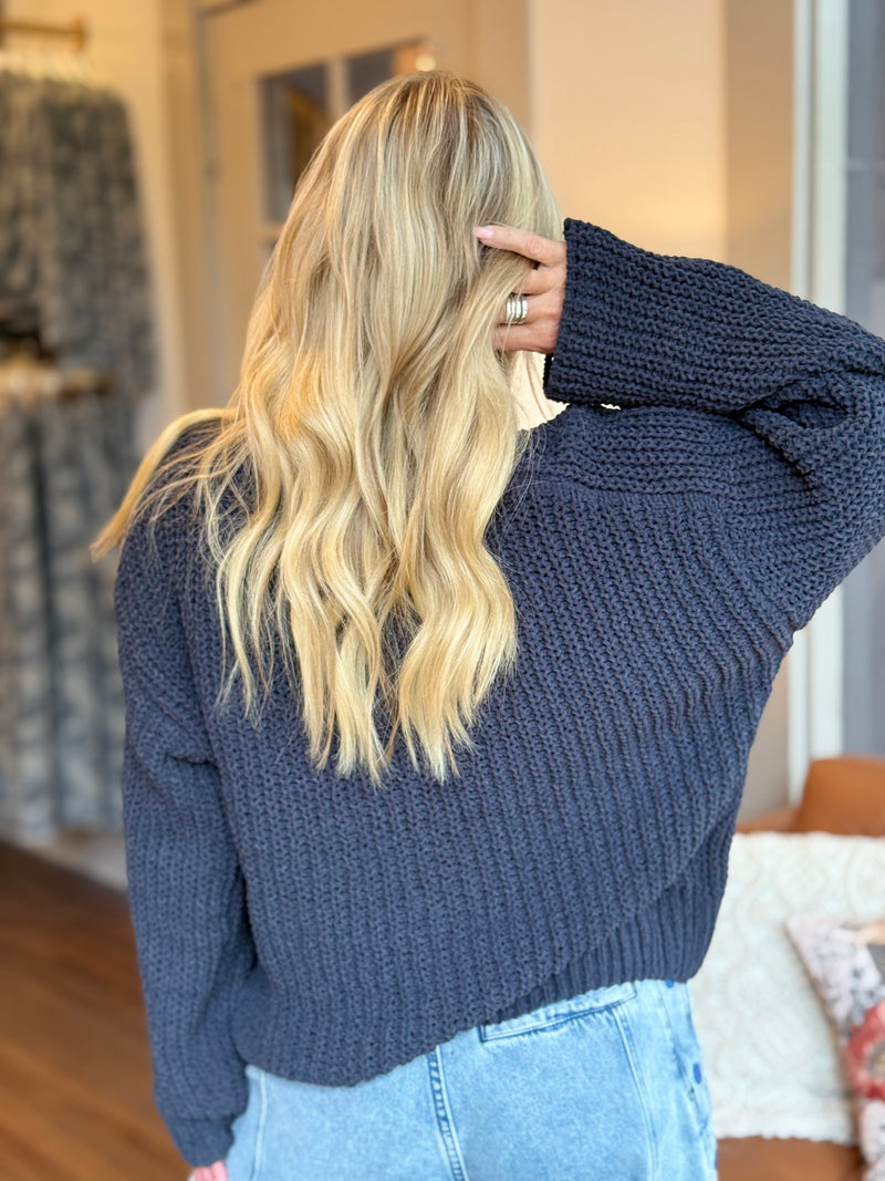 Flower Button Chenille Sweater