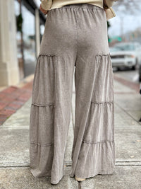 Mineral Wash Tiered Wide Leg Pants