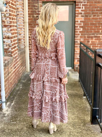 Ruffled Front Slit Midi Dress