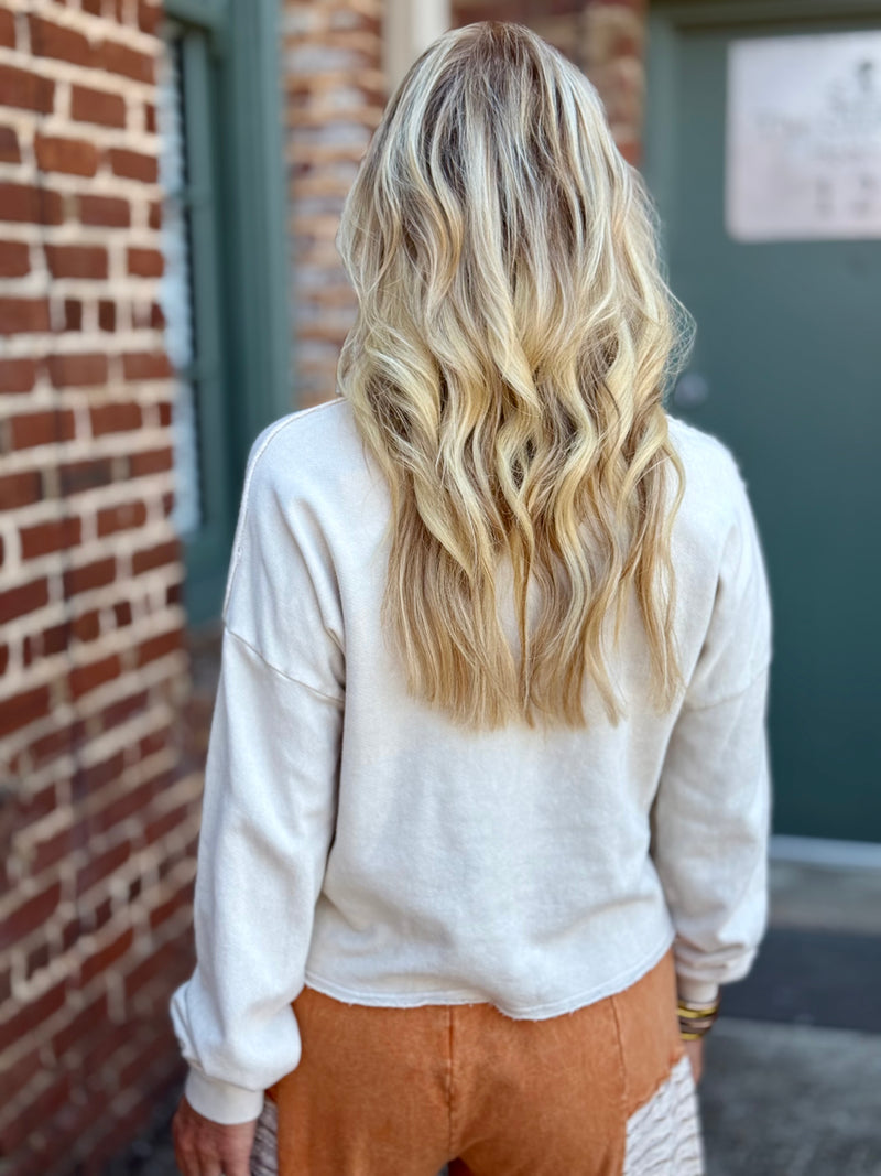 Mock Neck Half Zip Top | Natural