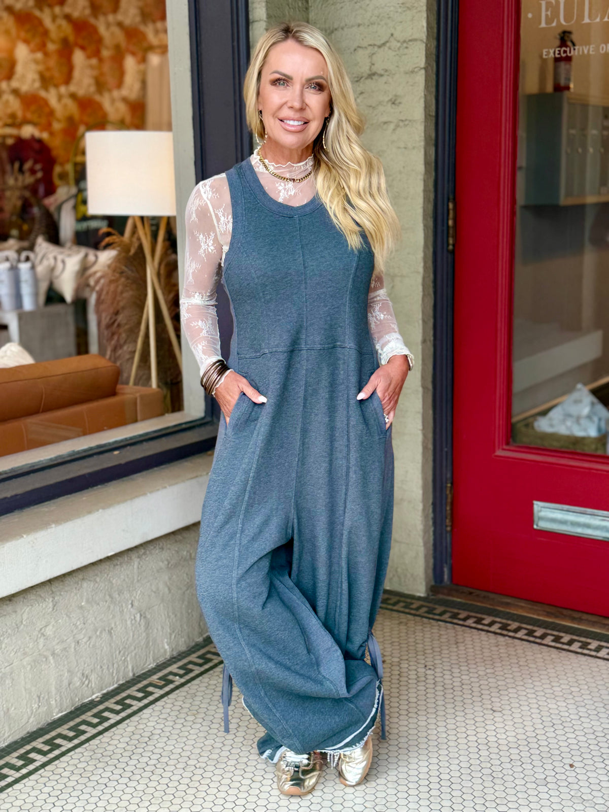 Ruched Wide Leg Jumpsuit
