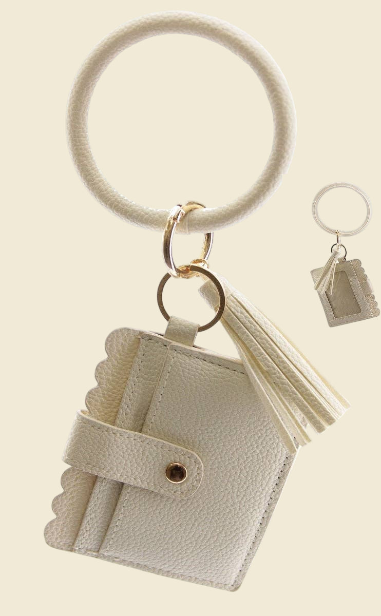 Scalloped Key Chain Card Holder | Ivory