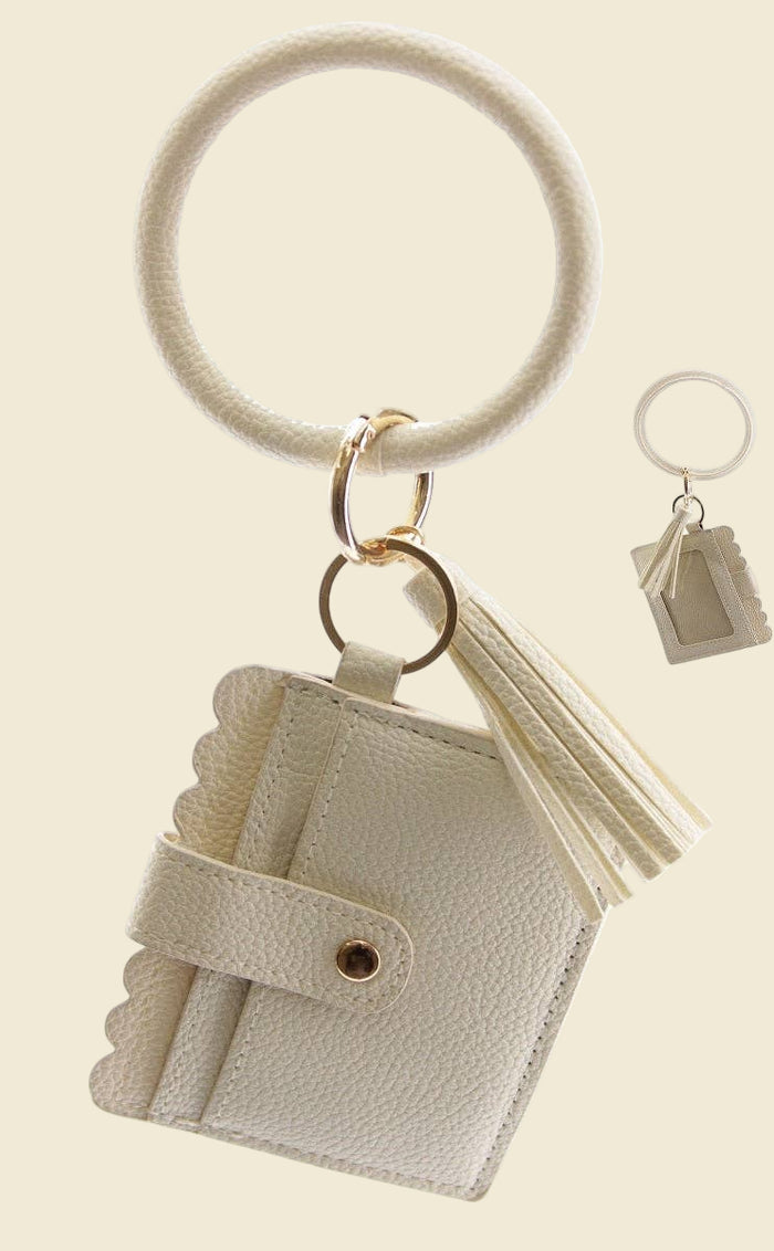 Scalloped Key Chain Card Holder | Ivory