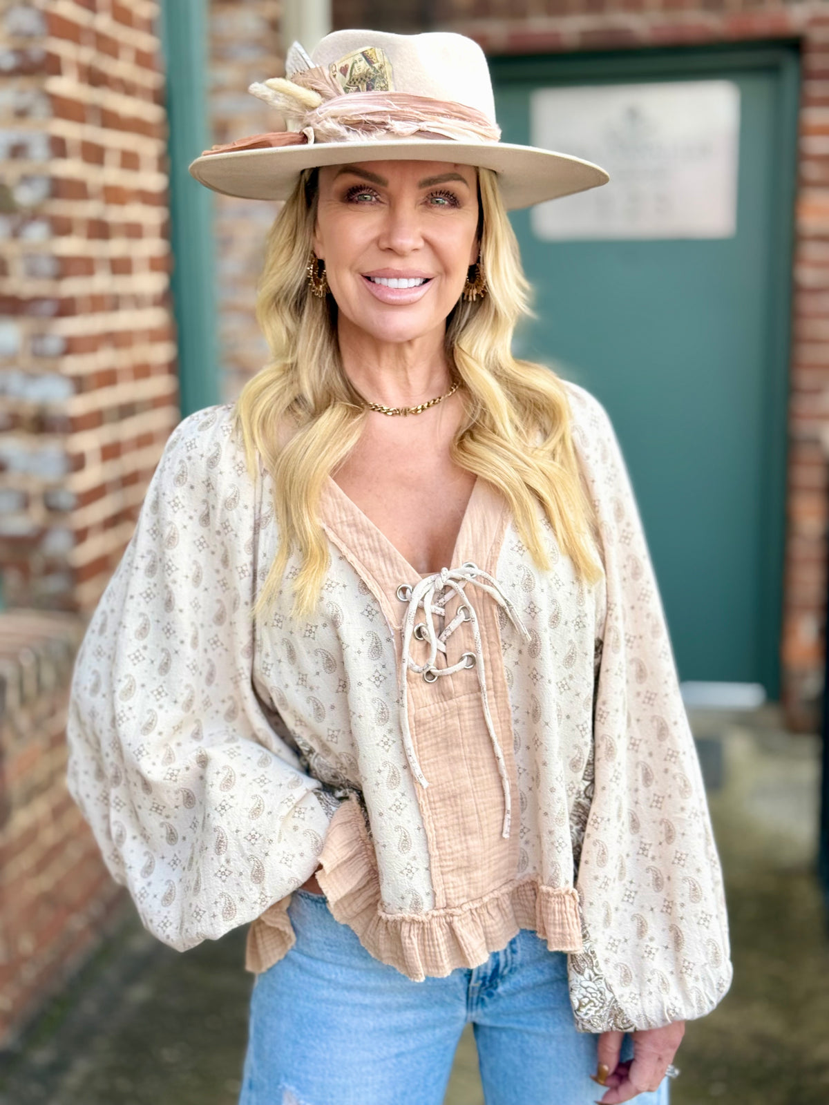 Paisley Balloon Sleeve Top