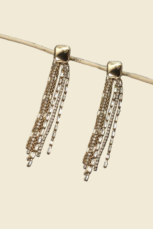 Rhinestone Chain Drop Earrings