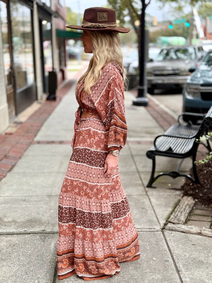 Open Front Printed Wide Leg Jumpsuit