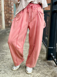 Mineral Wash Raw Edge Barrel Pants