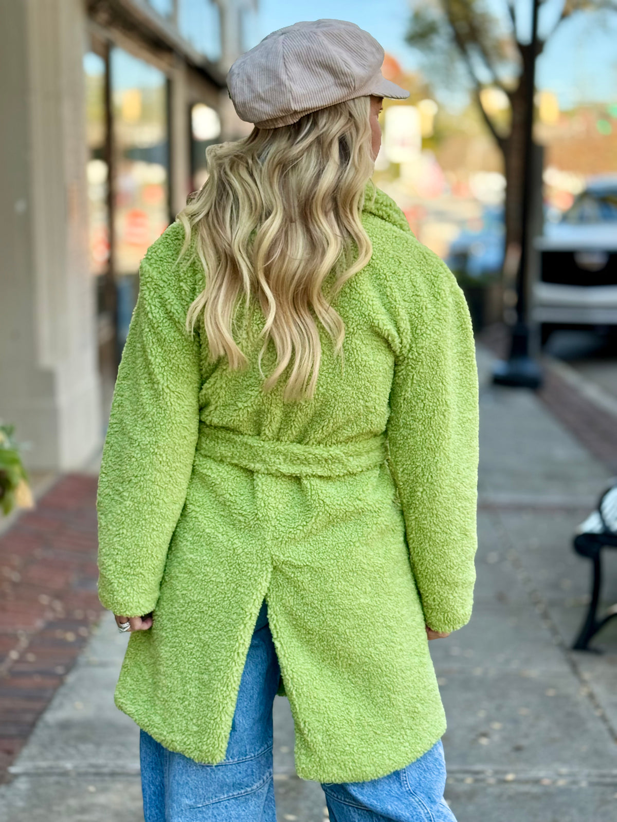 Belted Faux Fur Midi Jacket