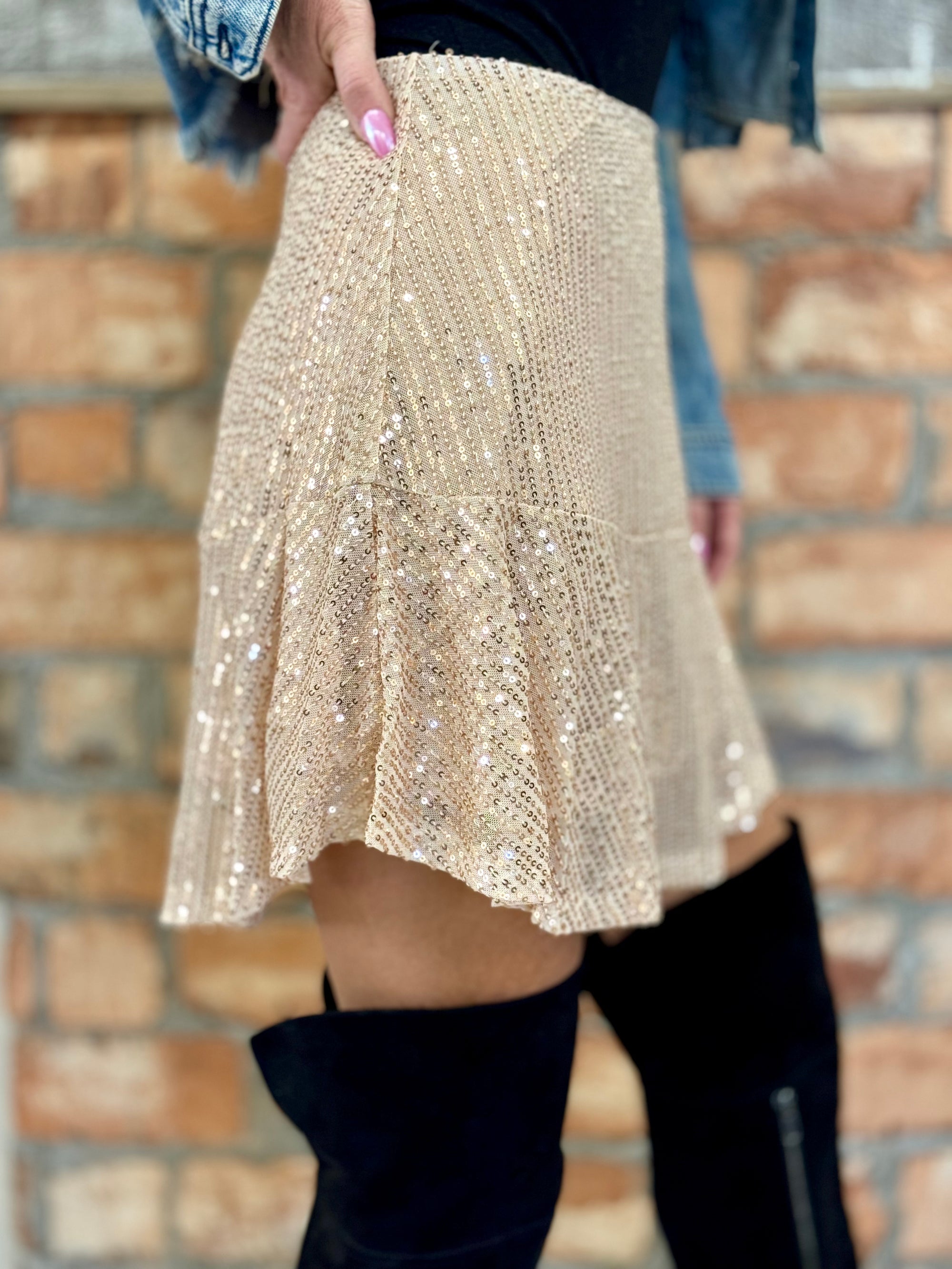 Sequin Skirt in Champagne