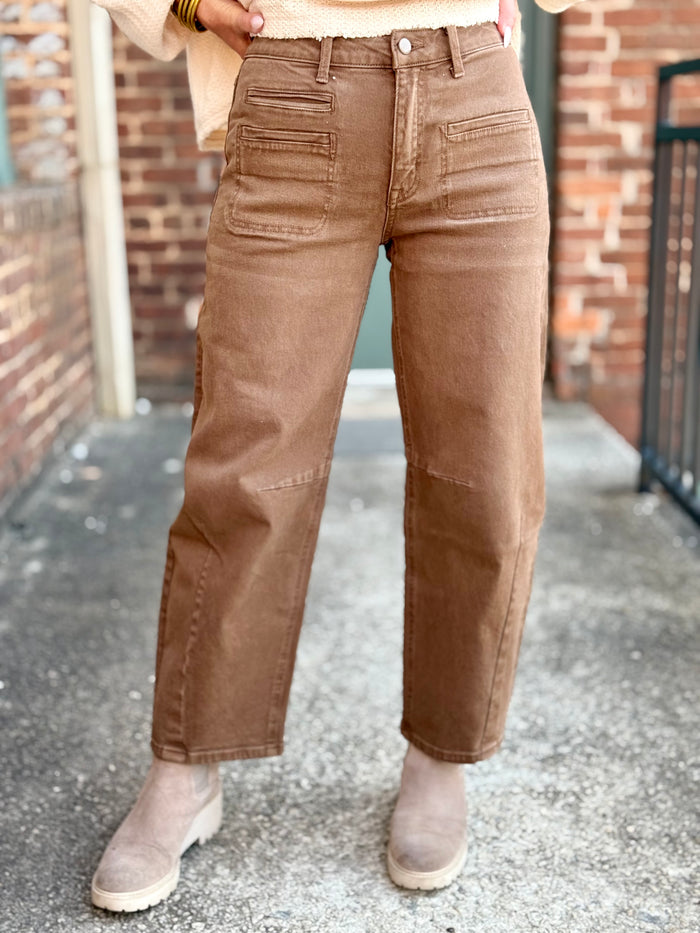 Cropped Slim Barrel Jeans