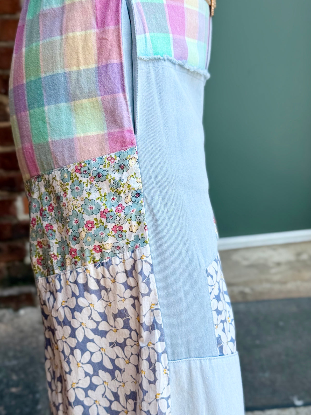 Floral + Plaid Patchwork Pants