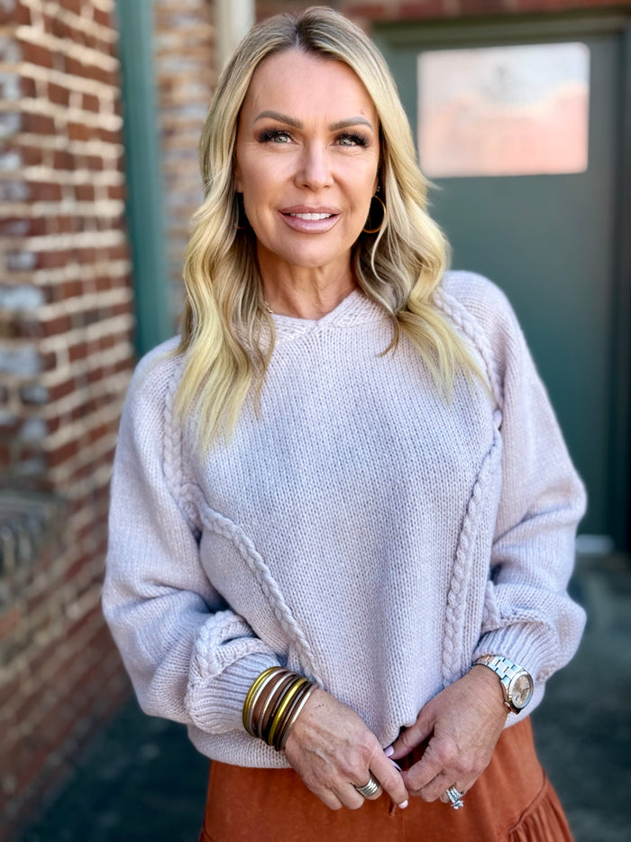 Braided Hoodie Sweater Top