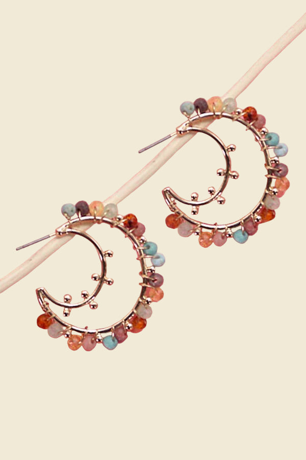 Multi Beaded Stone Hoops