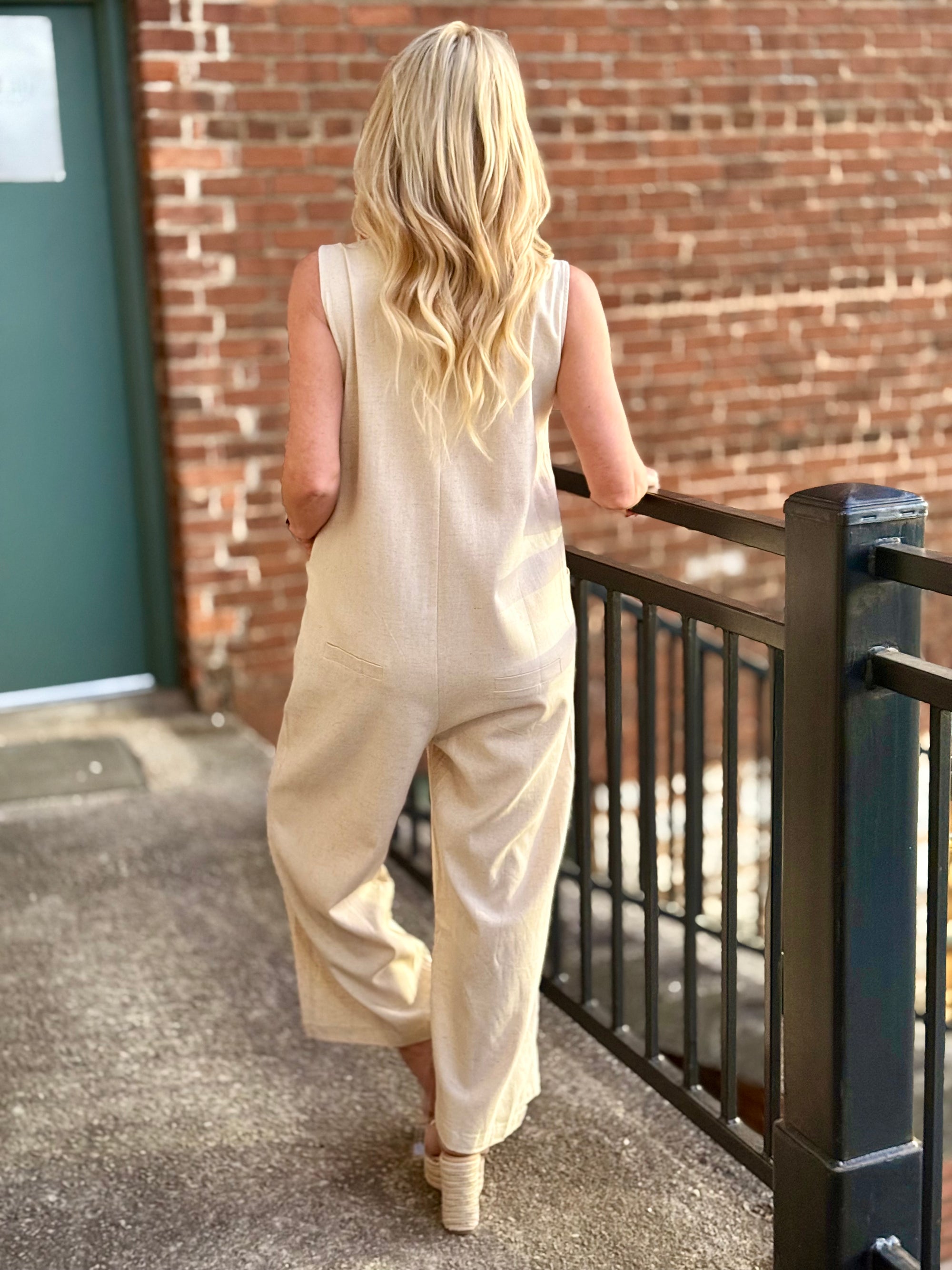 Linen Button Up Jumpsuit