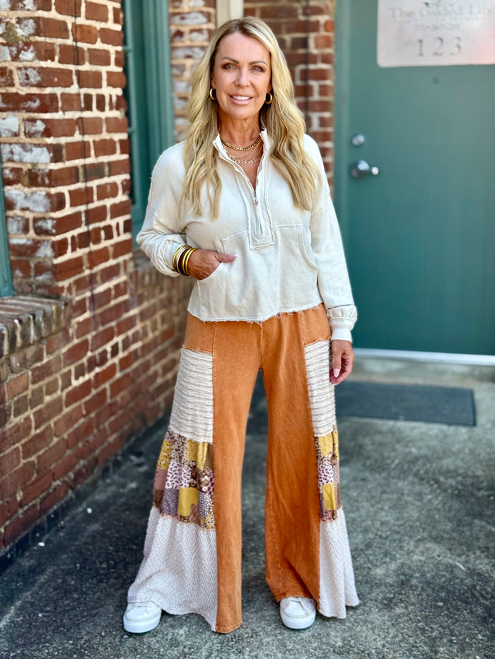 Boho Patchwork + Lace Flare Pants