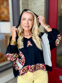Peace Patchwork Hooded Top