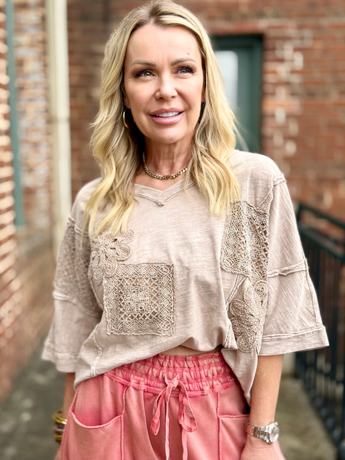 Oversized Crochet Patch Top