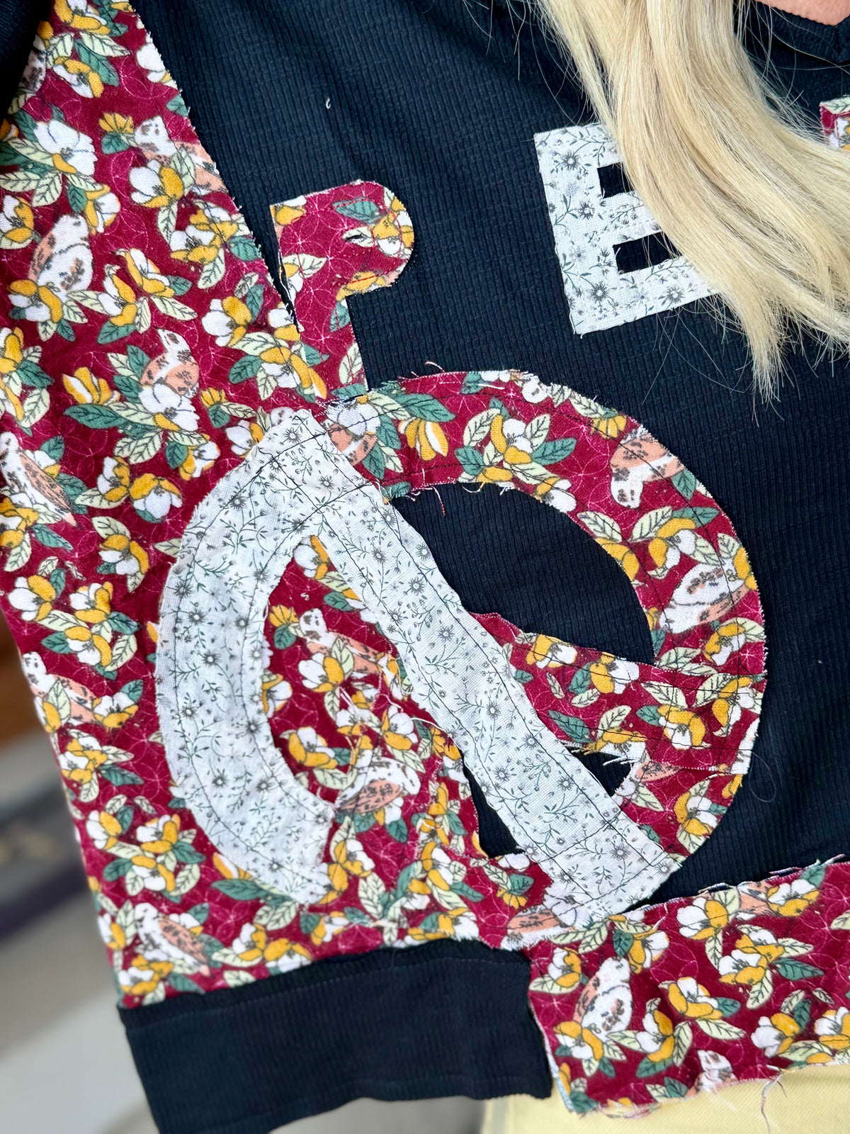 Peace Patchwork Hooded Top