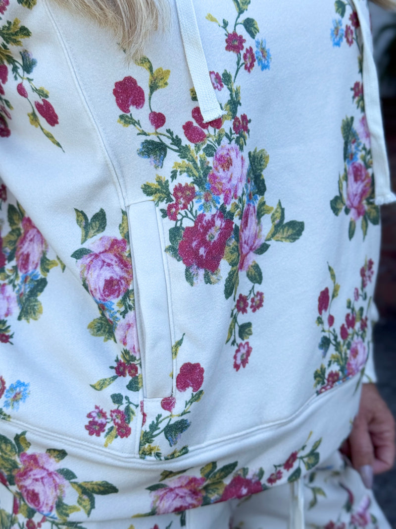 Floral Print Hoodie Top
