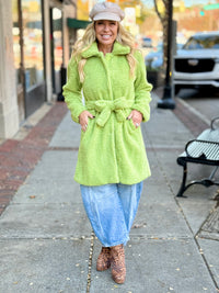 Belted Faux Fur Midi Jacket