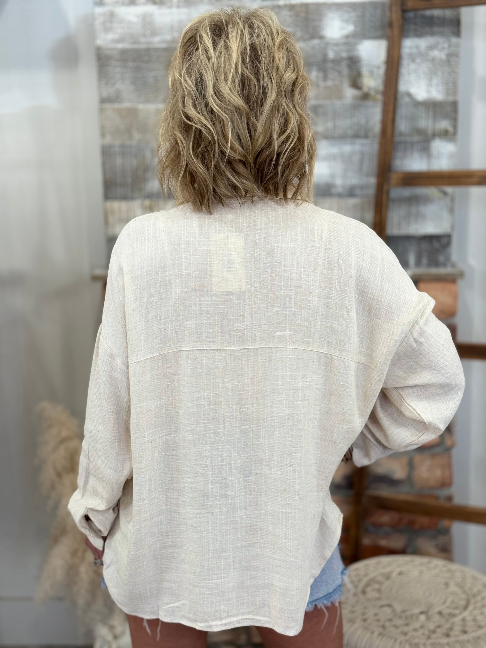 High Low Collared Linen Top