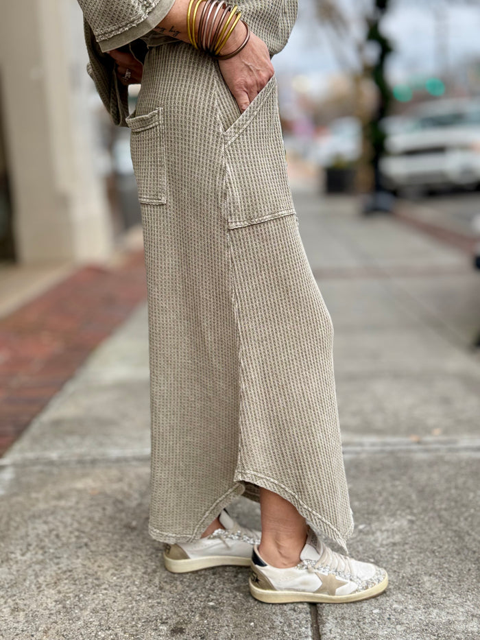 Crochet Floral Patch Waffle Pants