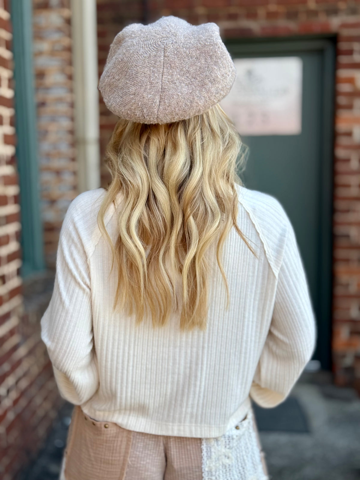 Oversized Ribbed Henley Top | Cream