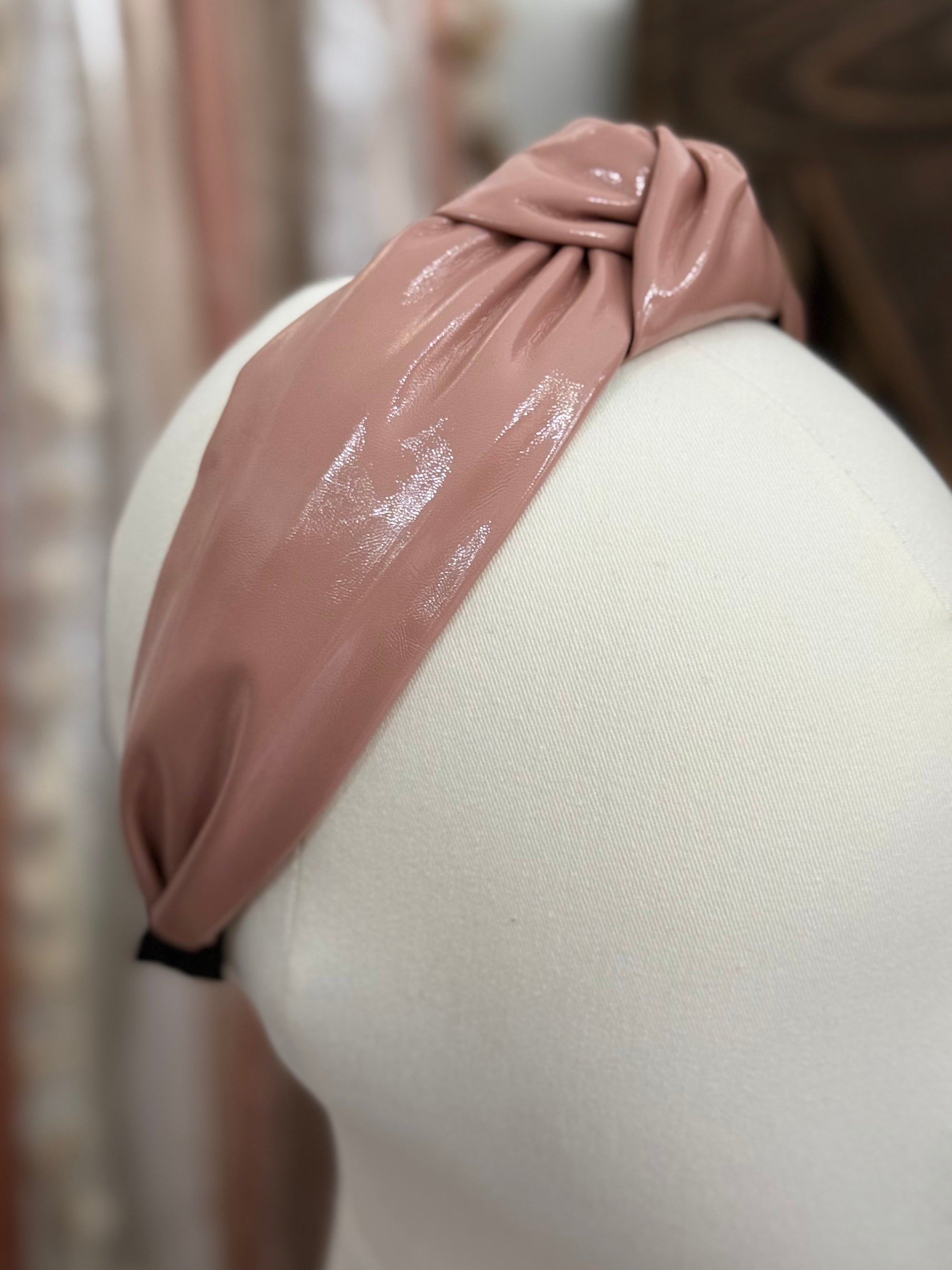 Faux Leather Knotted Headband | Blush