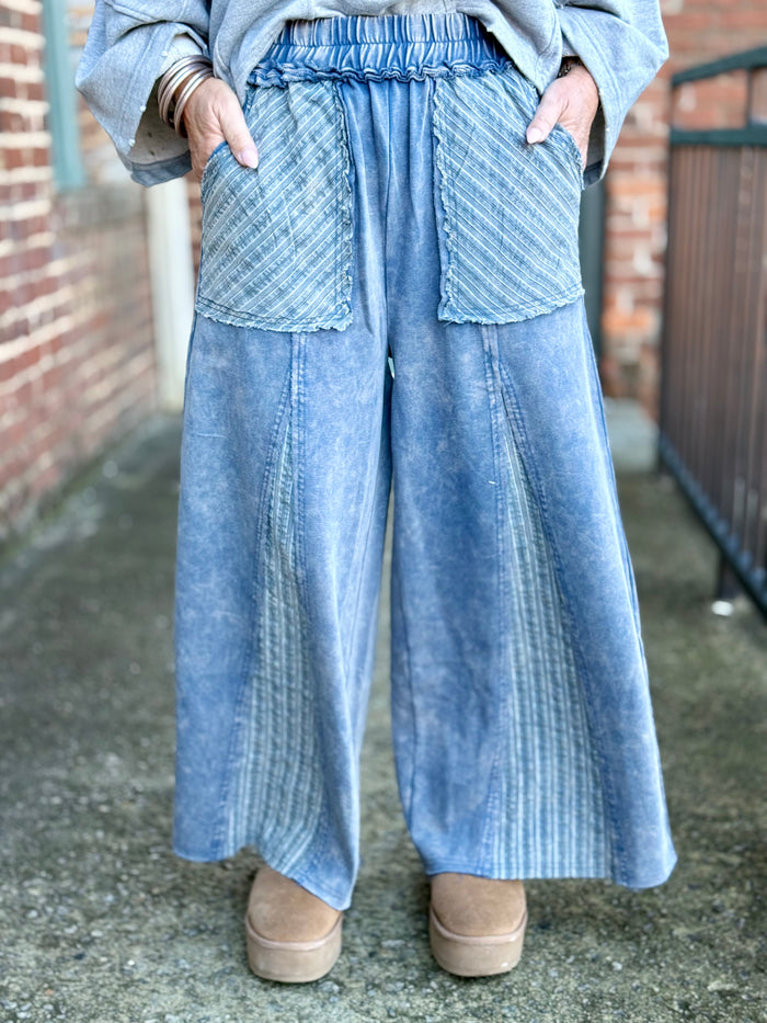 Striped Panel Wide Leg Pants