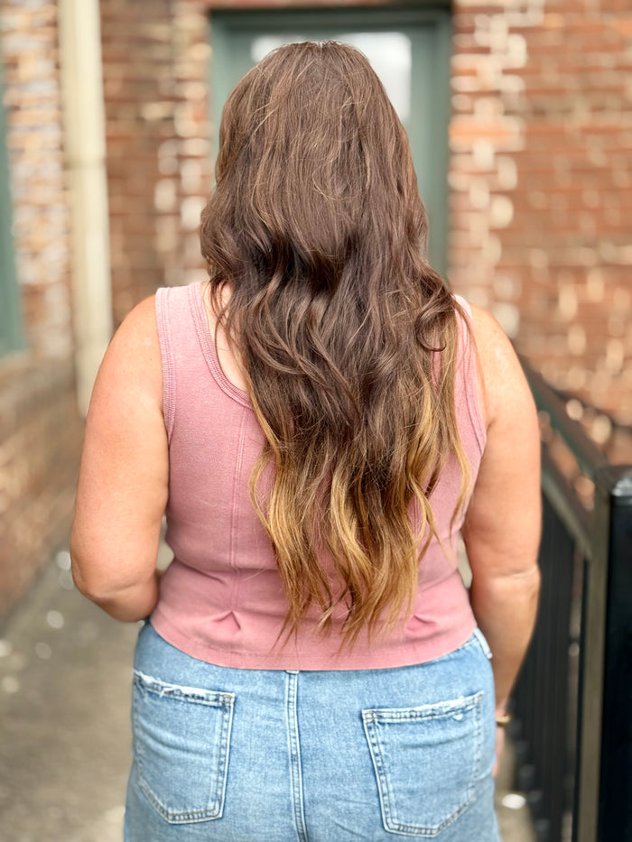 Pleated Front Tank Top | Mauve