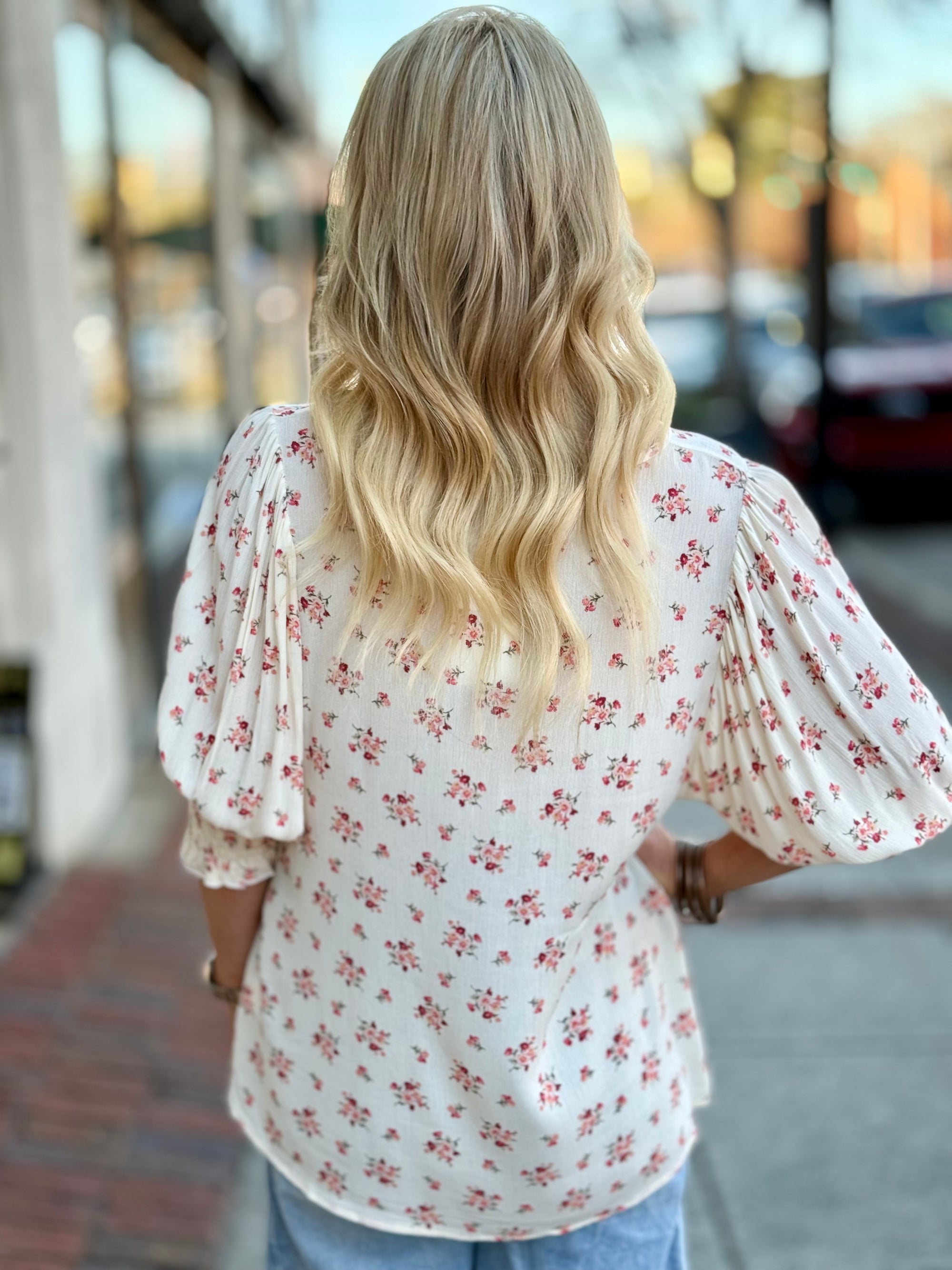 Puff Sleeve Floral Print Top