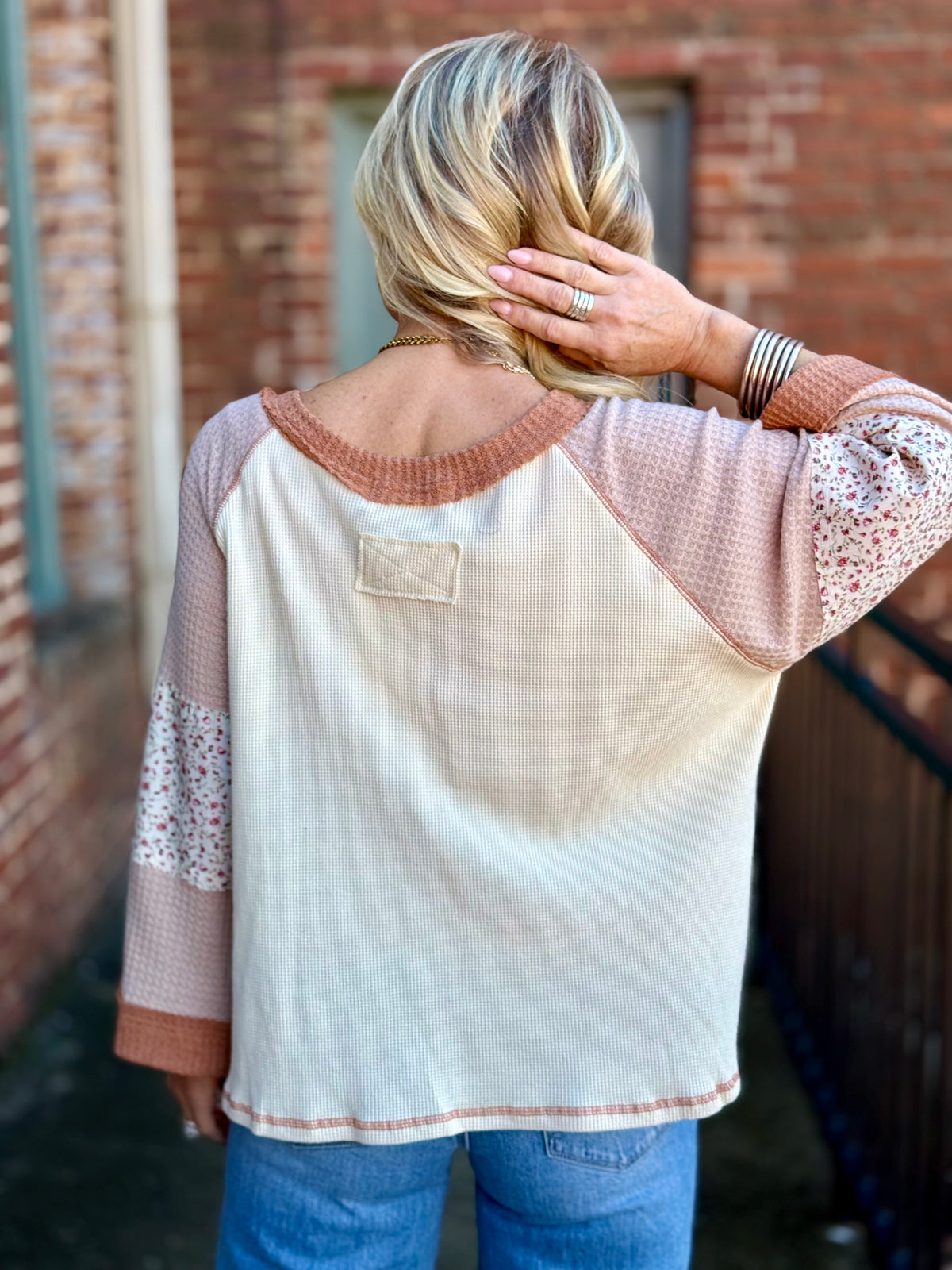 Floral Patchwork Waffle Top