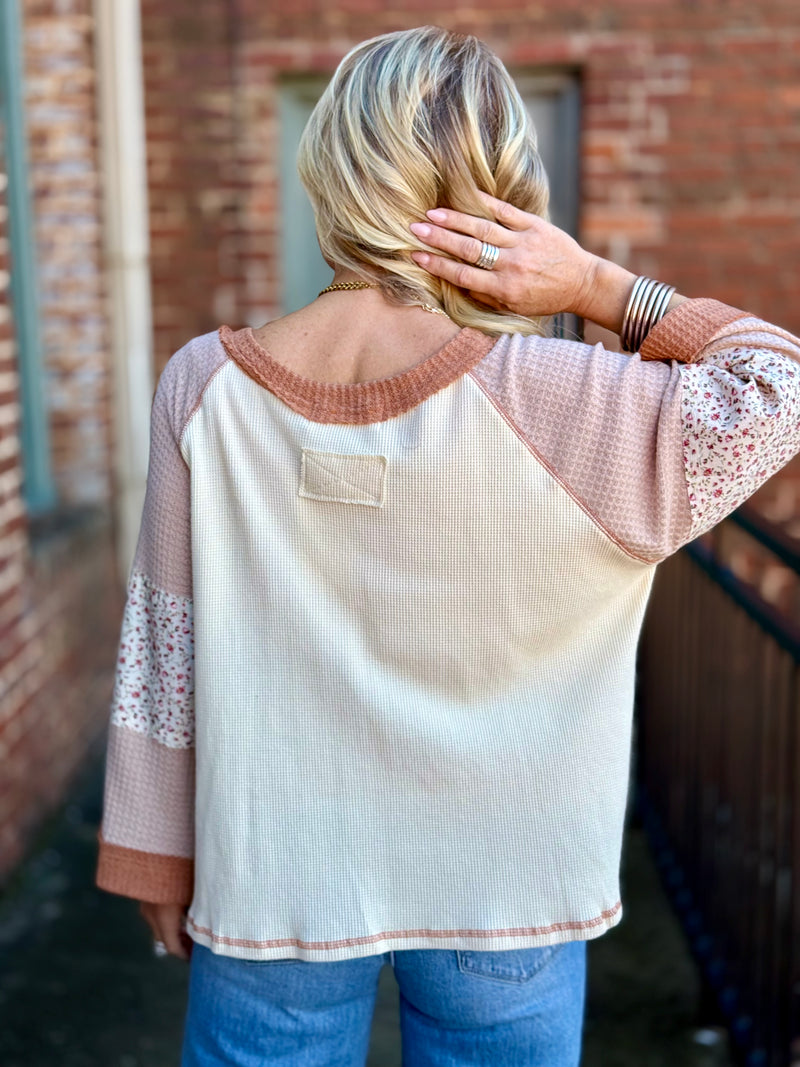 Floral Patchwork Waffle Top