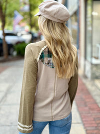 Plaid Patch Raglan Top