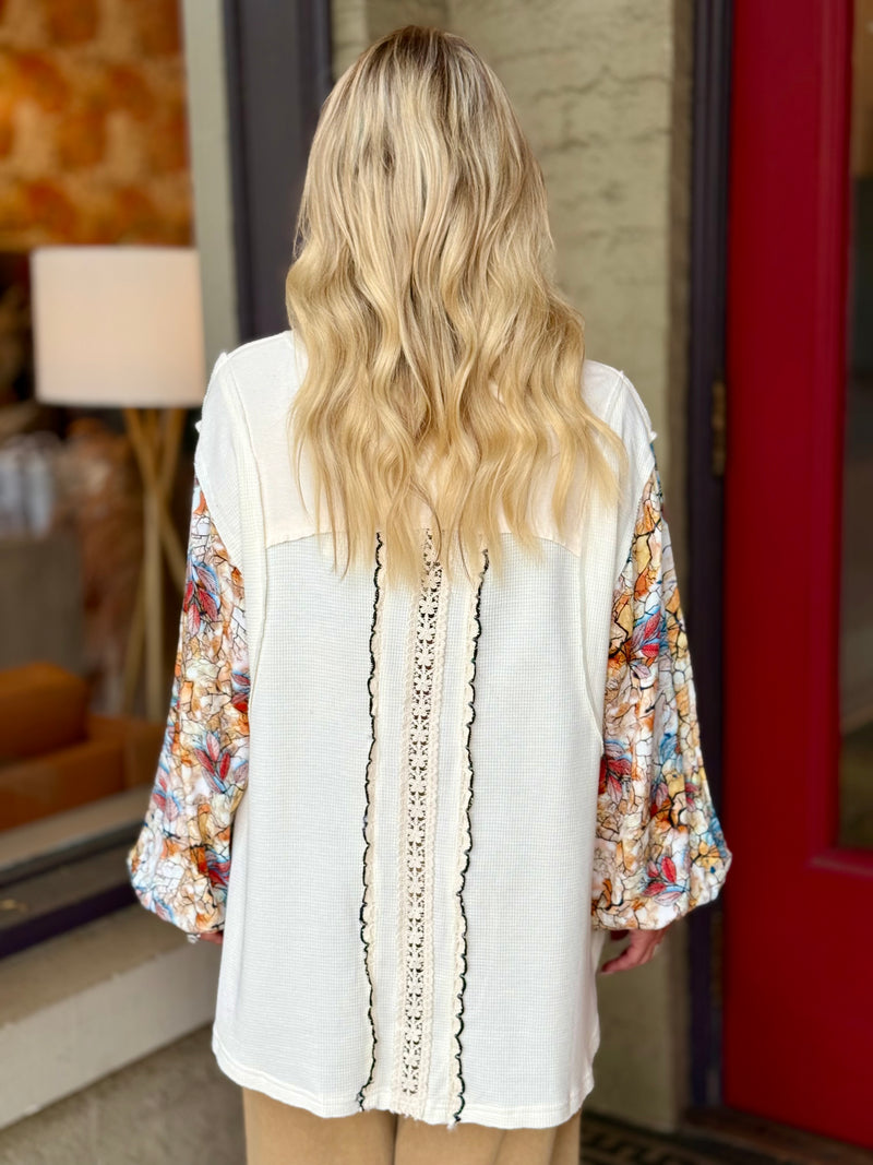 Contrast Sleeve Star Patch Top