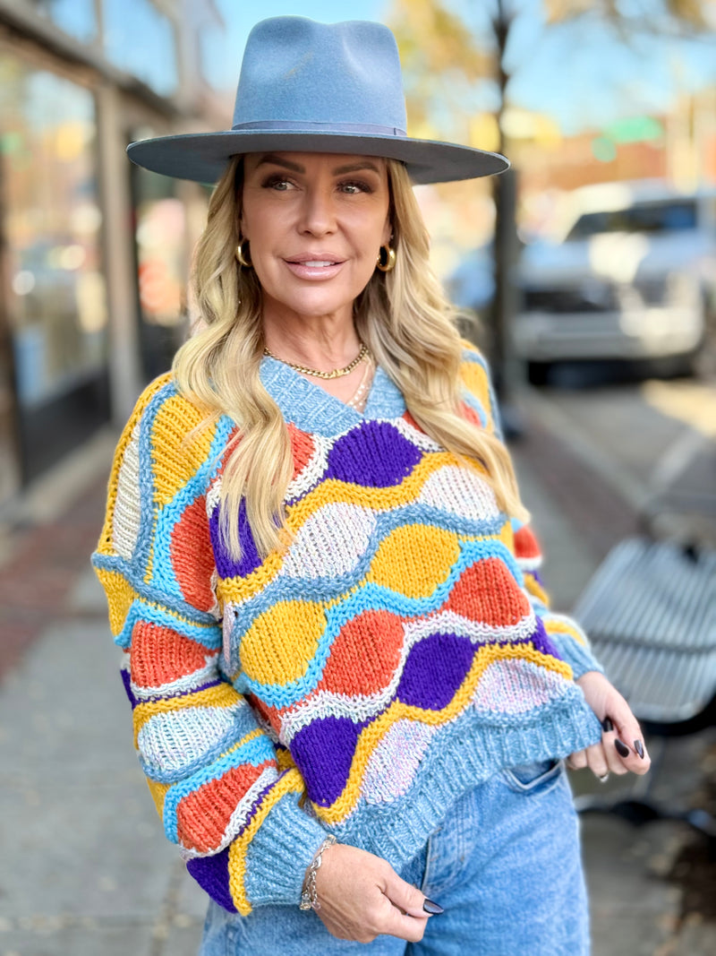 Multi Color V Neck Sweater