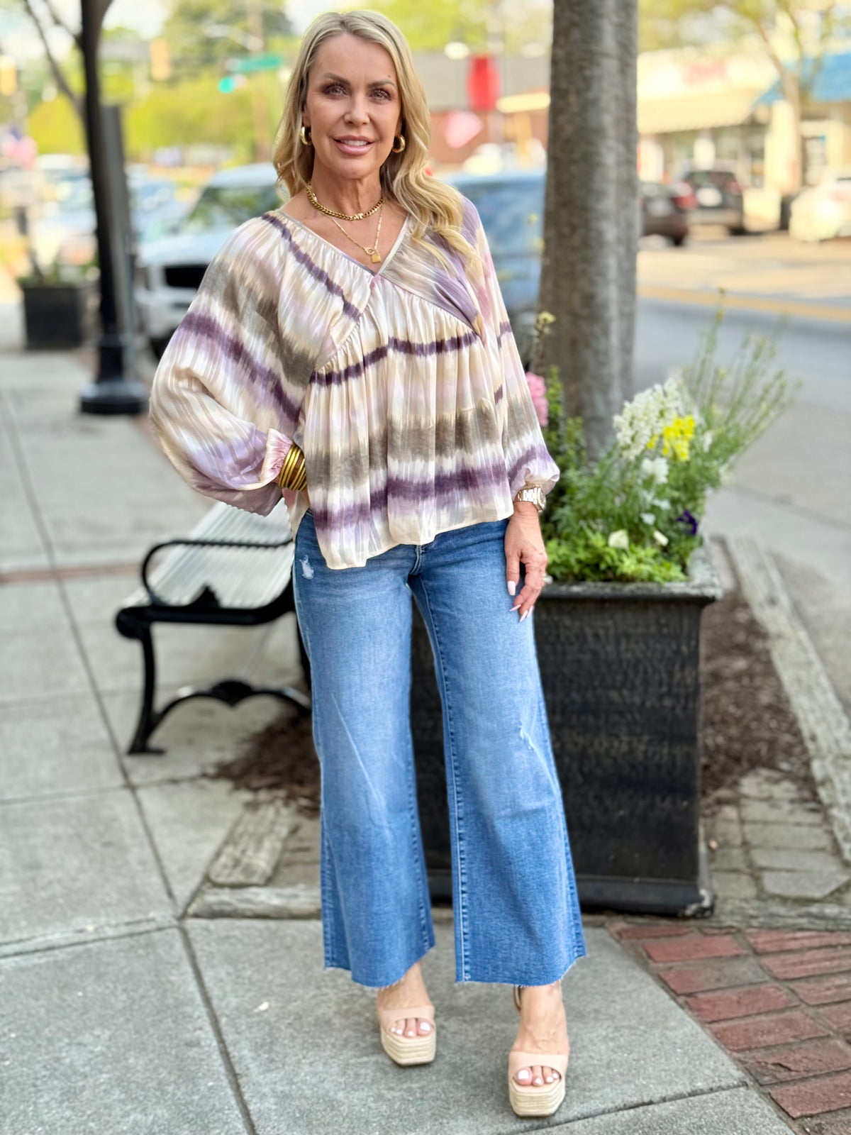 Ombre Dolman Sleeve Babydoll Top