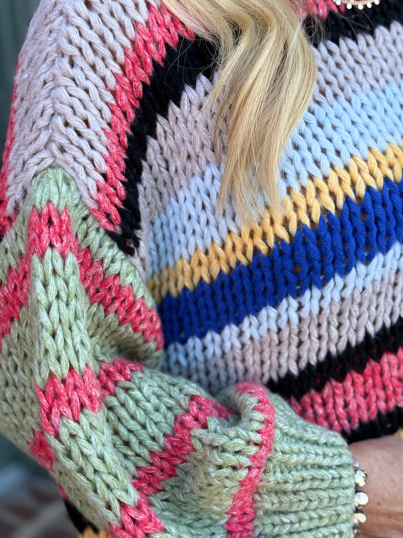 Chunky Striped Knit Sweater