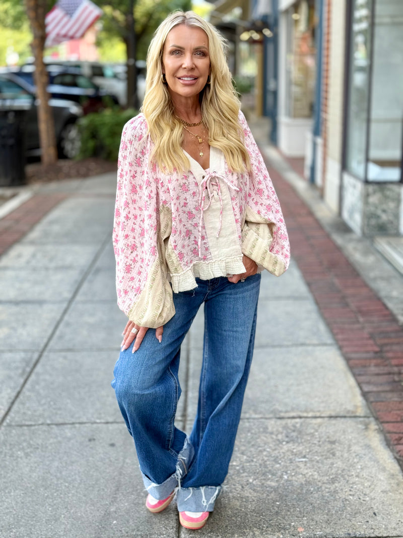 High Rise Cuffed Baggy Wide Leg Jeans