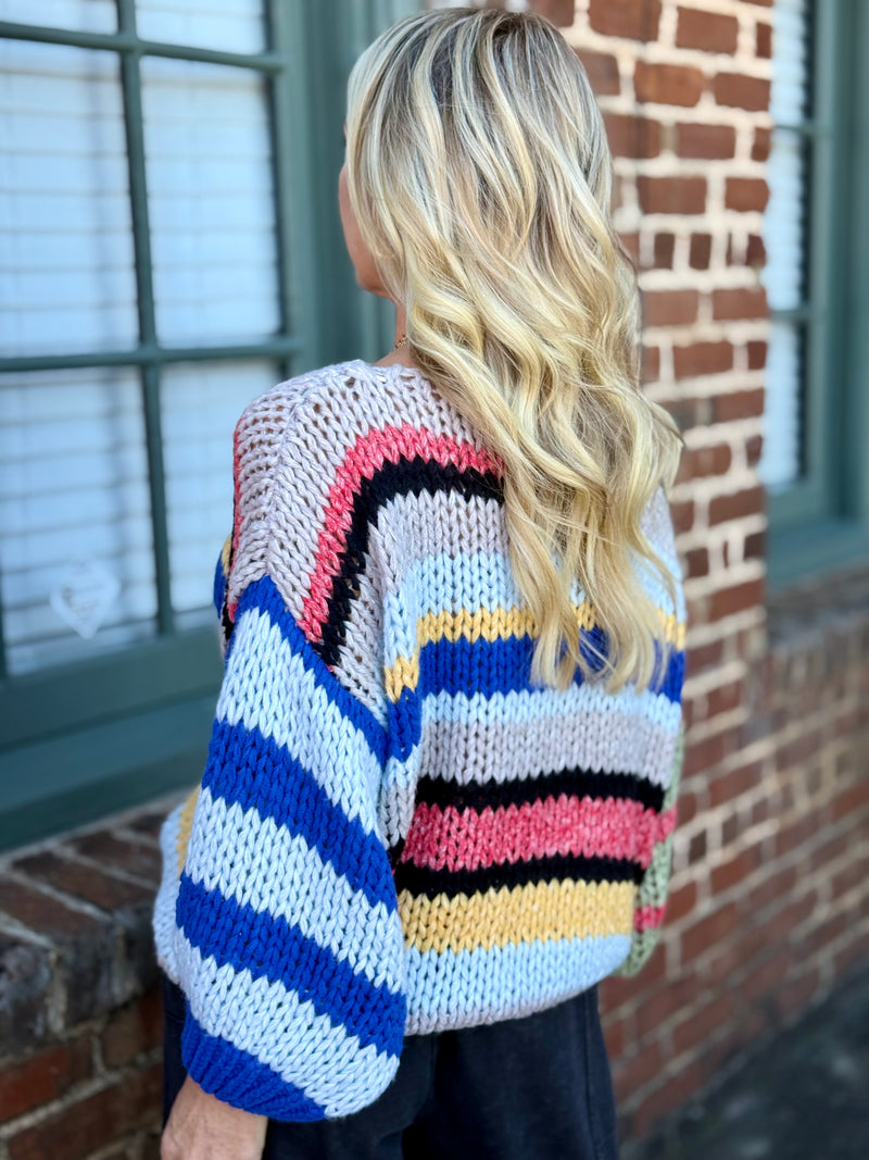 Chunky Striped Knit Sweater