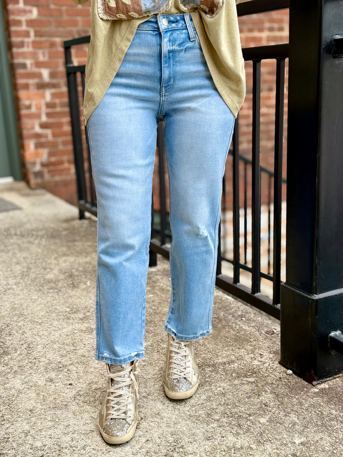 Cropped Straight Leg Jeans
